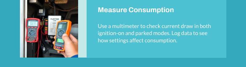 measuring dashcam battery consumption