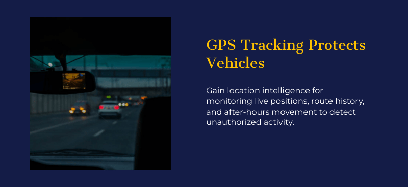 GPS tracking for commercial fleet vehicles — live location, route history and after-hours movement monitoring for theft prevention