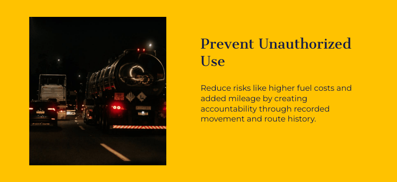 GPS dash cam preventing unauthorized fleet vehicle use — route monitoring, after-hours tracking and driver accountability
