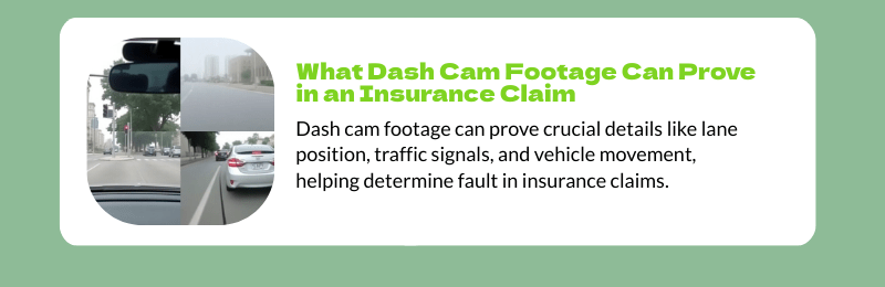 Dash cam footage proving insurance claim — video evidence of vehicle movement, traffic signals and crash sequence for commercial fleet dispute resolution